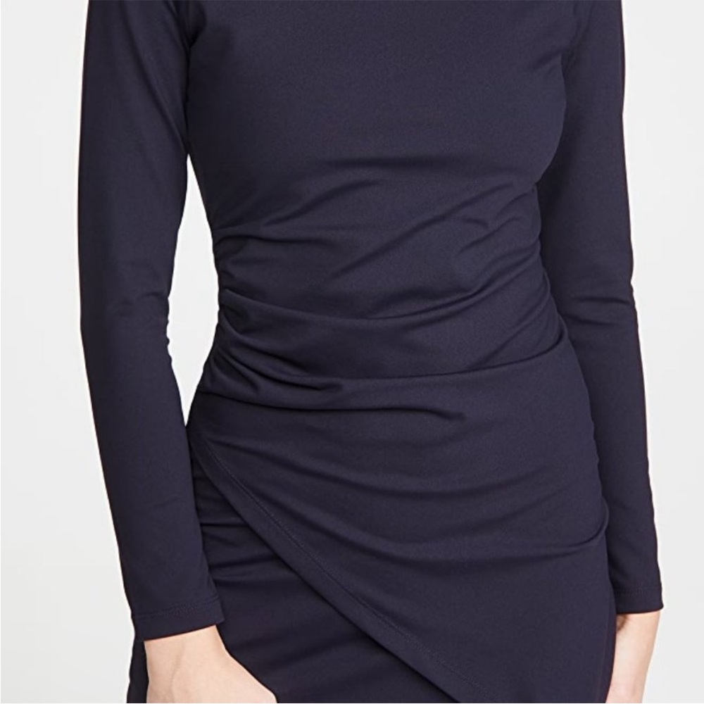 SUSANA MONACO MOCK NECK OVERLAP GATHERED DRESS - Picture 4 of 8